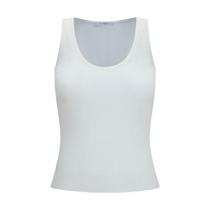 White Viscose Sleeveles T-Shirt