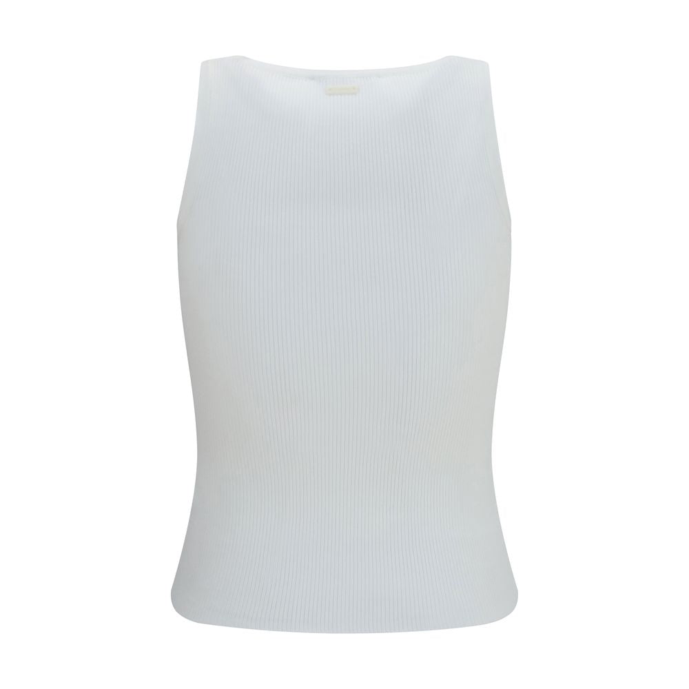 White Viscose Sleeveles T-Shirt