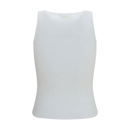 White Viscose Sleeveles T-Shirt