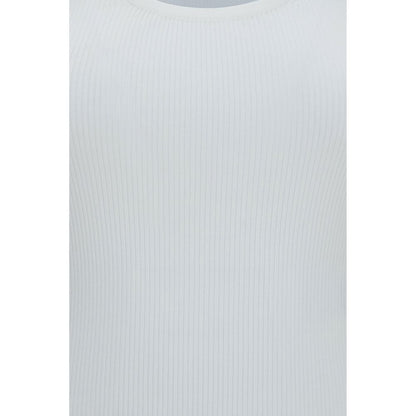 White Viscose Sleeveles T-Shirt