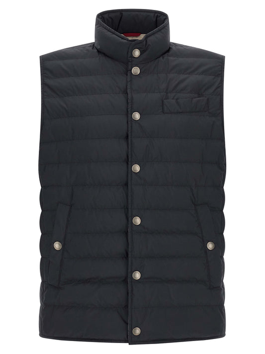 Blue Polyester Sleeveless Jacket