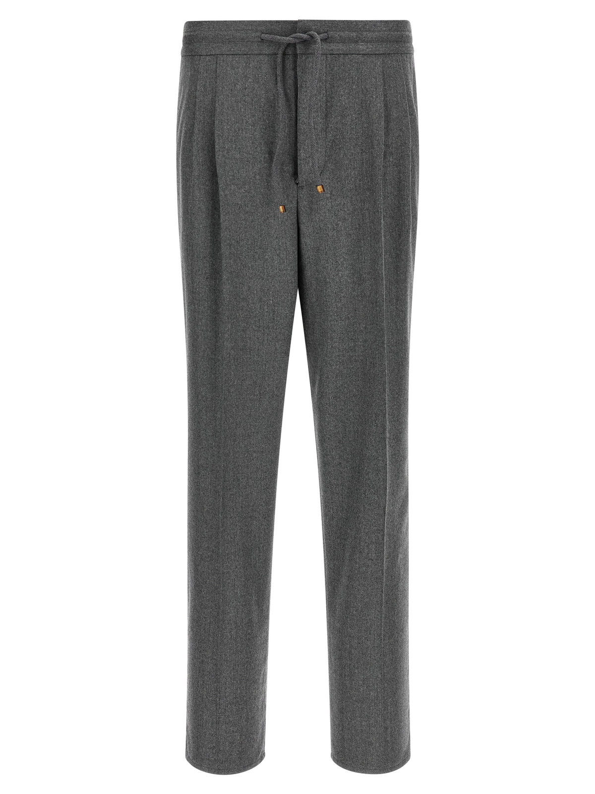 Gray Virgin Wool Casual Pants