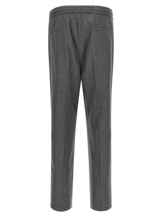 Gray Virgin Wool Casual Pants
