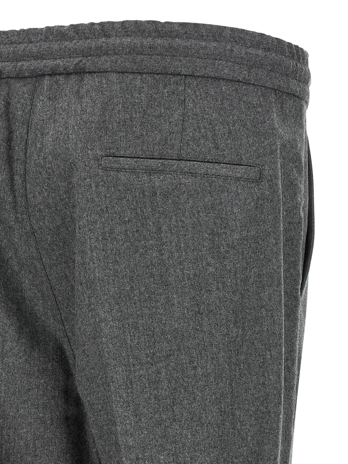 Gray Virgin Wool Casual Pants