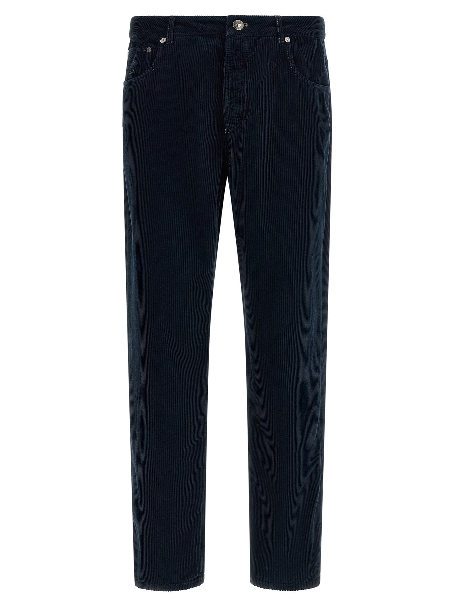 Blue Cotton Casual Pants