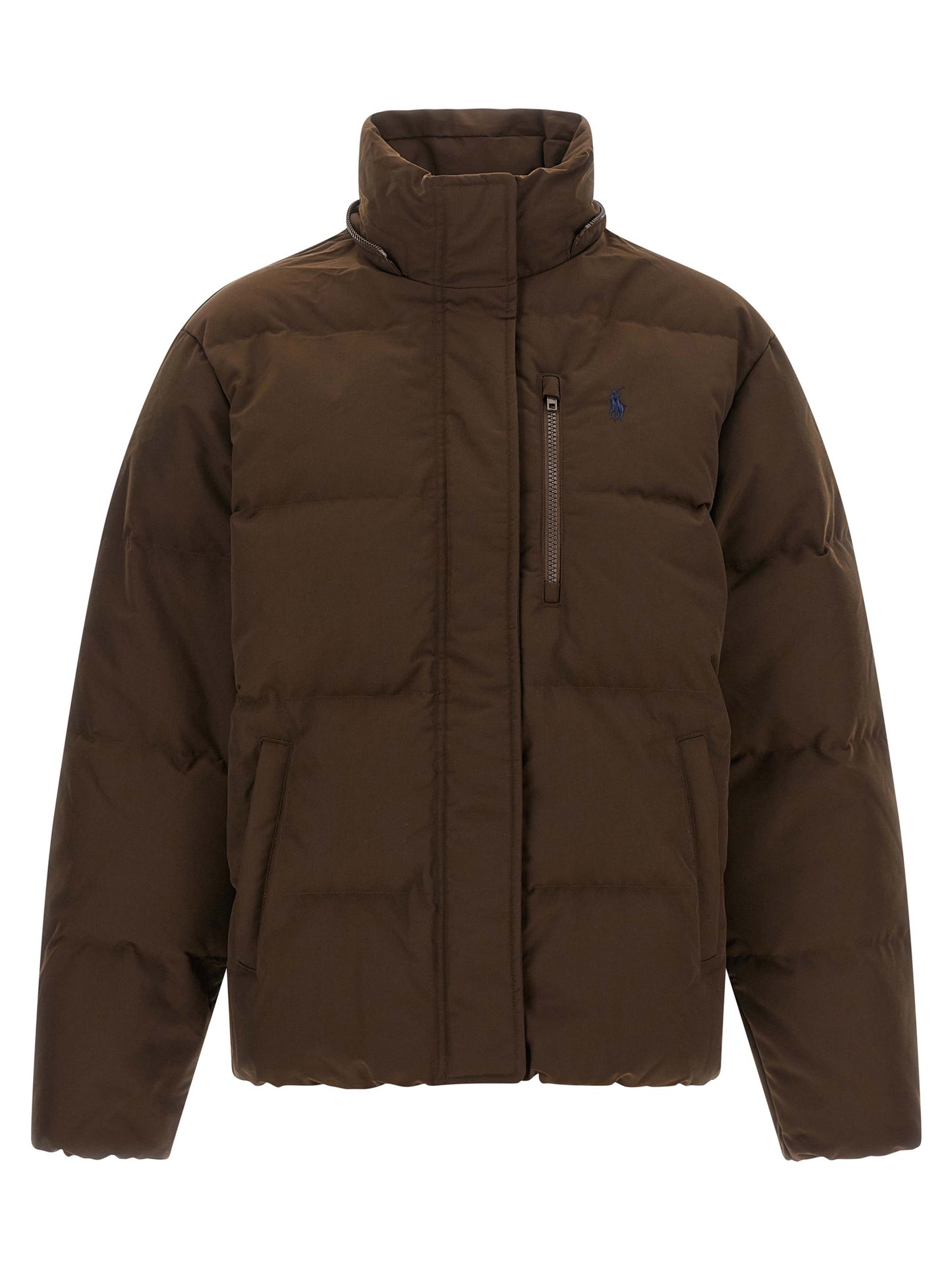 Brown Polyester Full-Length Jacket