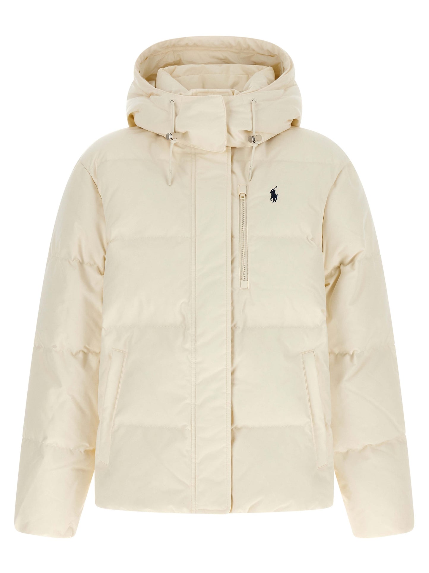 White Polyester Full-Length Jacket