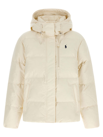 White Polyester Full-Length Jacket