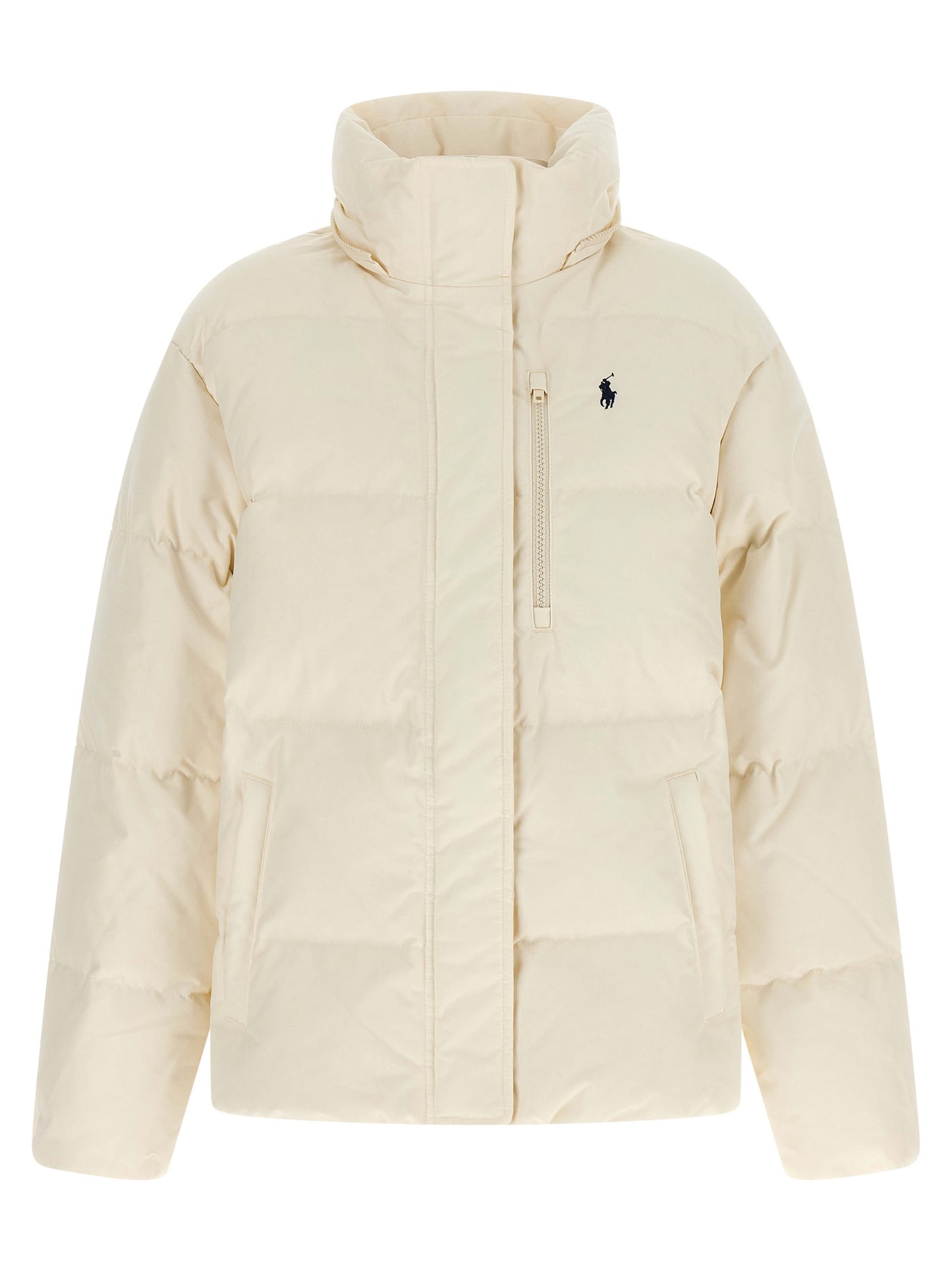 White Polyester Full-Length Jacket