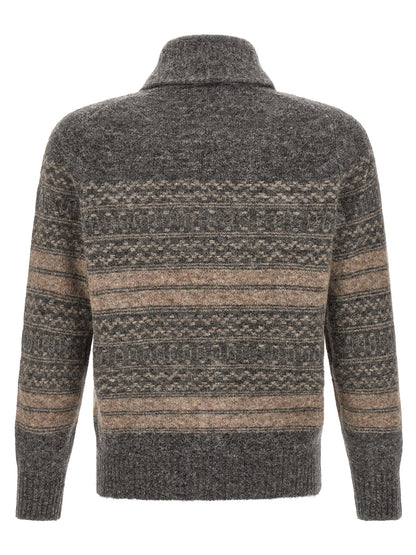 Gray Alpaca Leather Cardigan