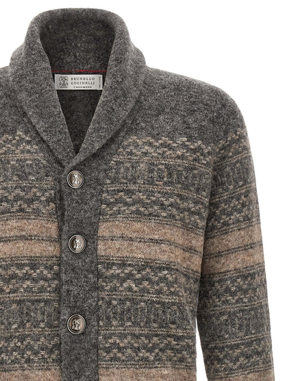 Gray Alpaca Leather Cardigan