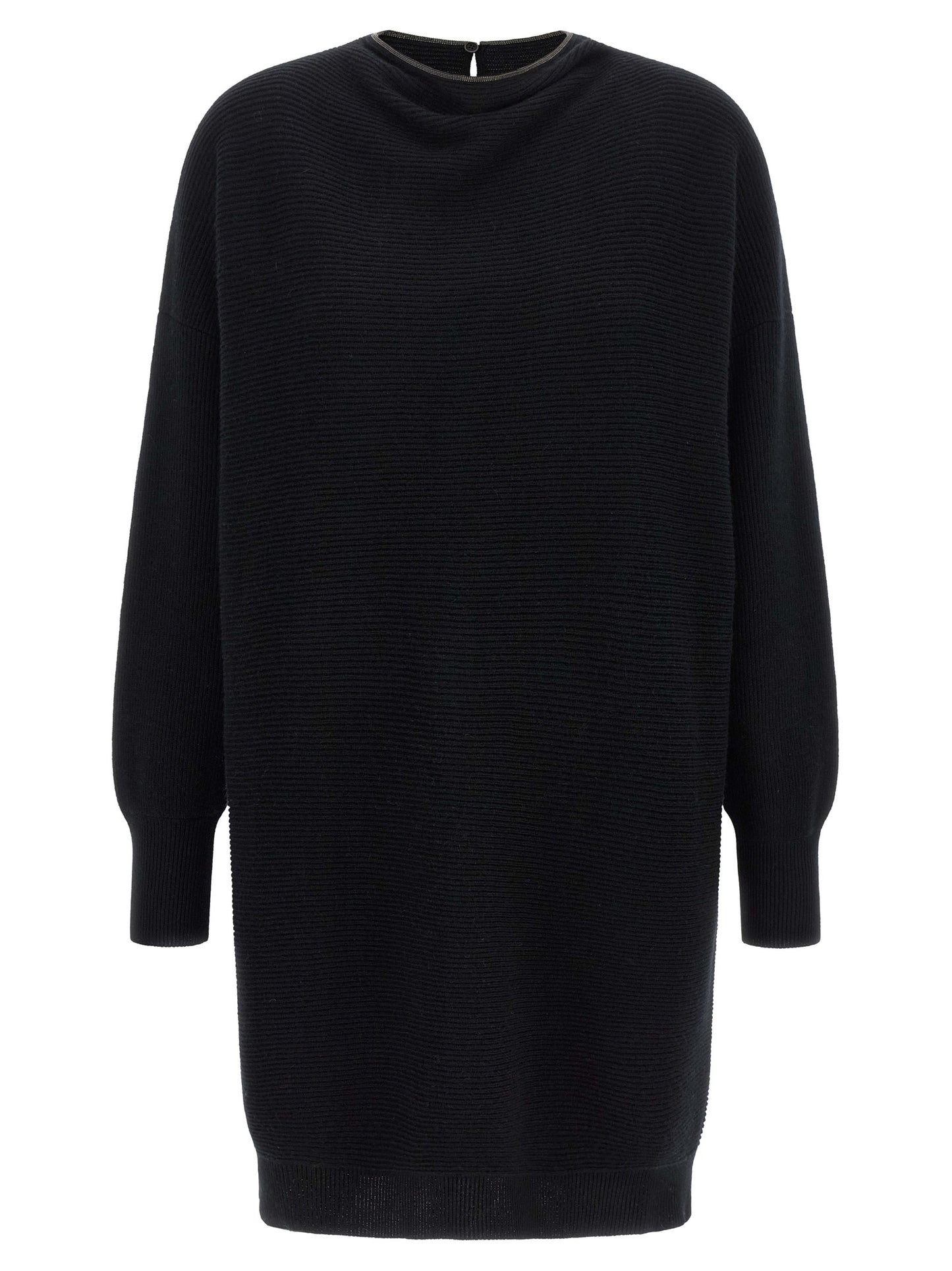 Black Virgin Wool Short Dress