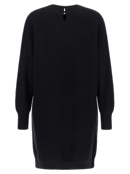 Black Virgin Wool Short Dress
