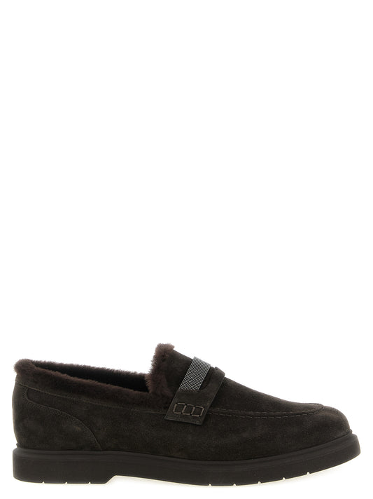 Brown Calfskin Slip-On Loafers