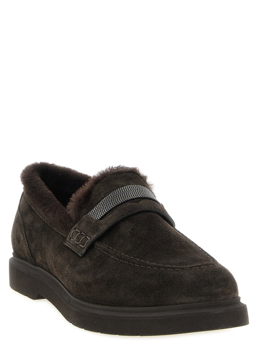 Brown Calfskin Slip-On Loafers