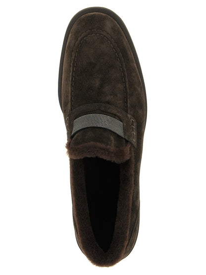 Brown Calfskin Slip-On Loafers