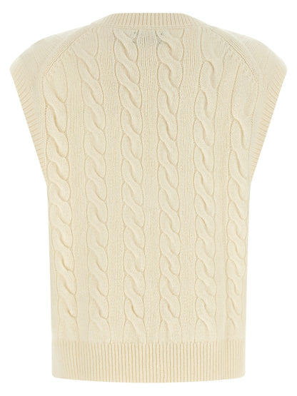 White Wool Sleeveless Jacket