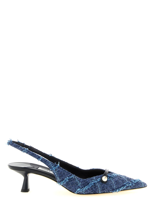 Multicolor Tencel Mid Heel Pumps