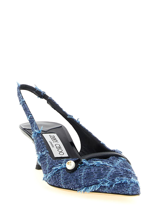 Multicolor Tencel Mid Heel Pumps