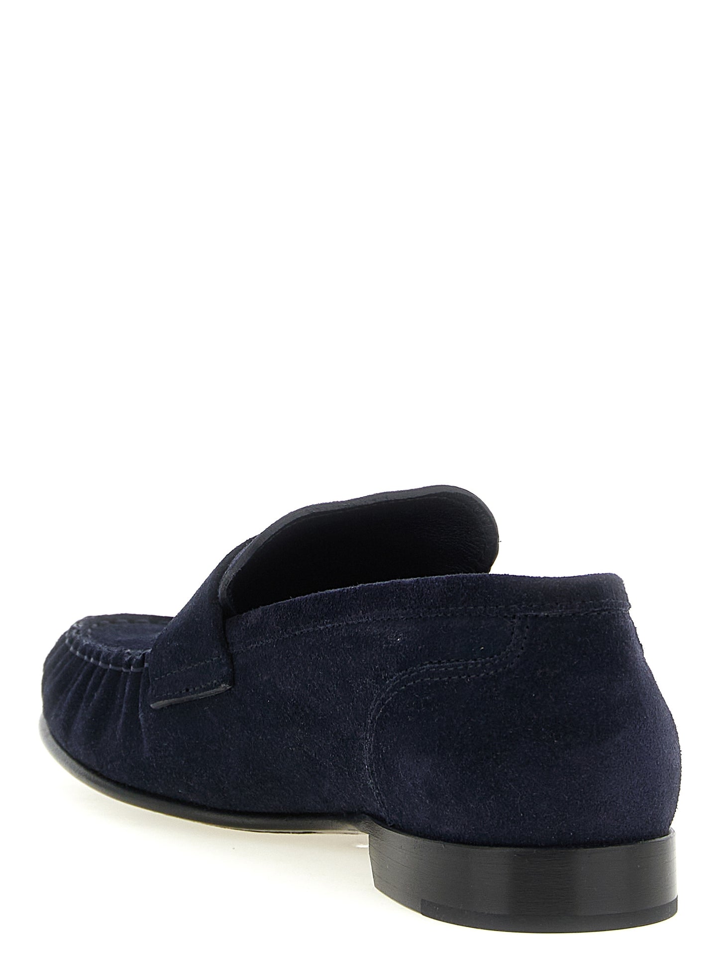 Blue Leather Slip-On Loafers