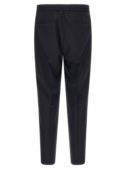 Blue Virgin Wool Casual Pants