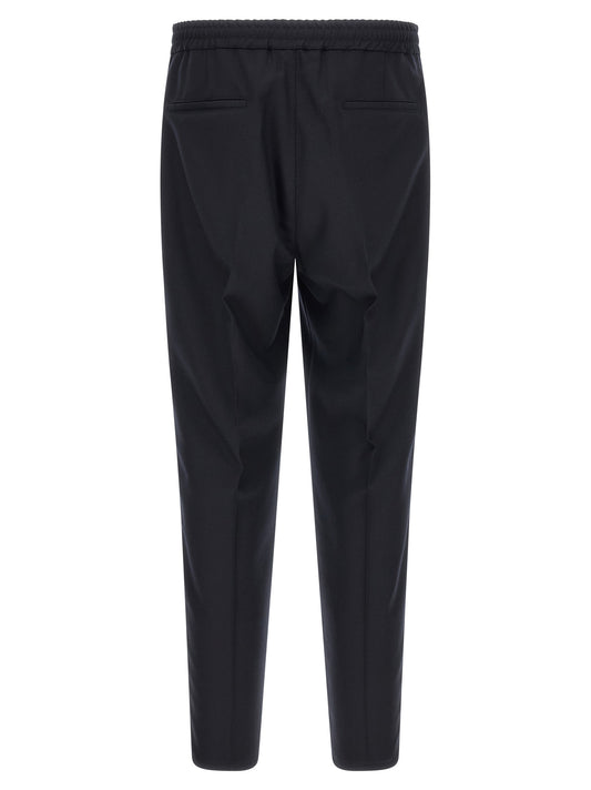 Blue Virgin Wool Casual Pants