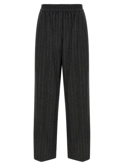 Gray Virgin Wool Casual Pants