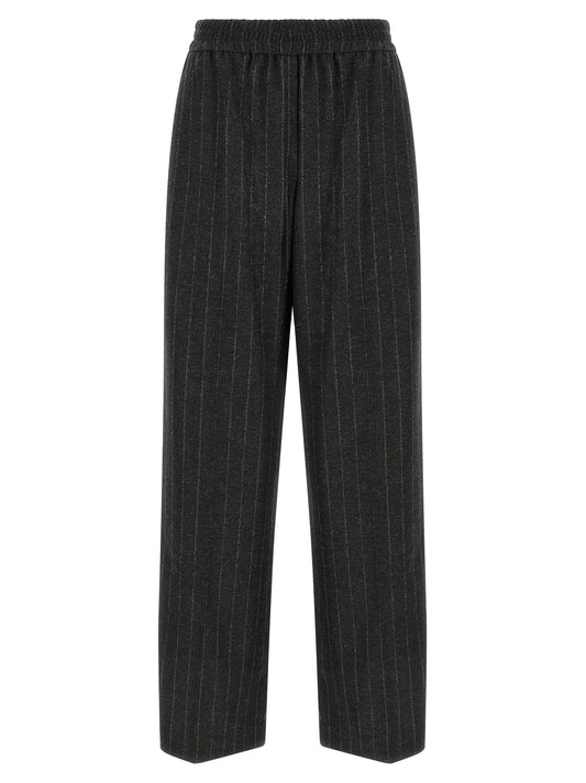 Gray Virgin Wool Casual Pants