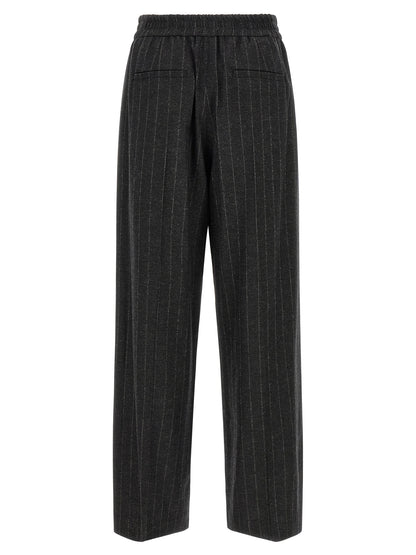Gray Virgin Wool Casual Pants