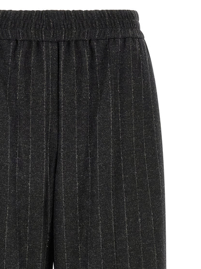Gray Virgin Wool Casual Pants