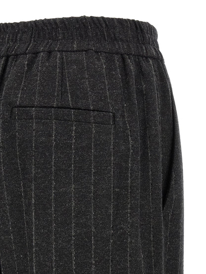 Gray Virgin Wool Casual Pants