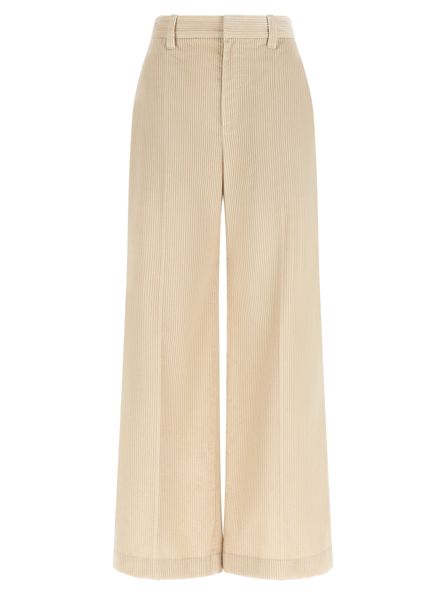Beige Cotton Casual Pants