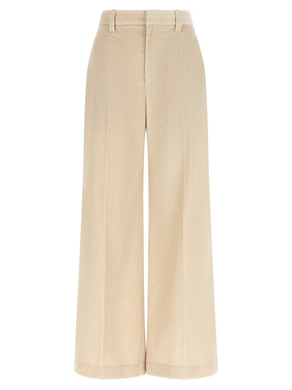 Beige Cotton Casual Pants