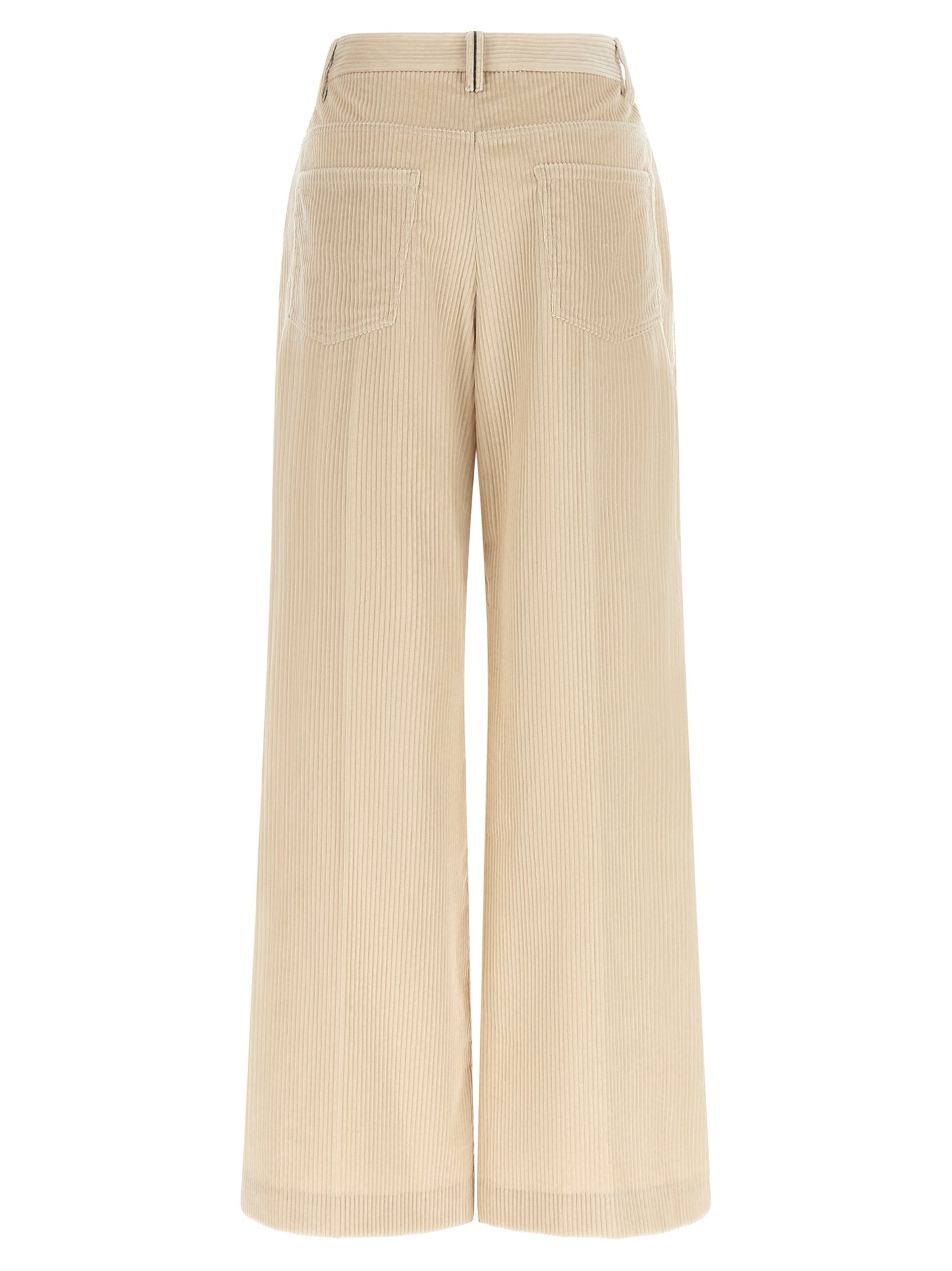 Beige Cotton Casual Pants