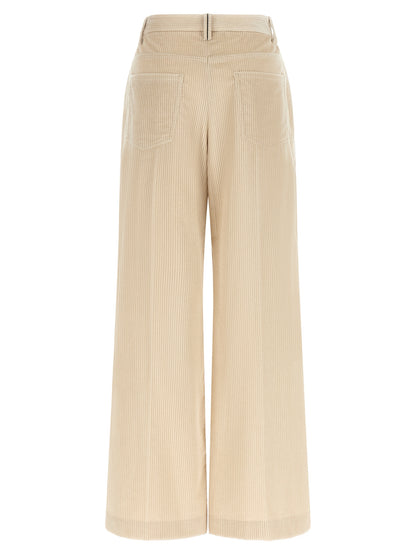 Beige Cotton Casual Pants