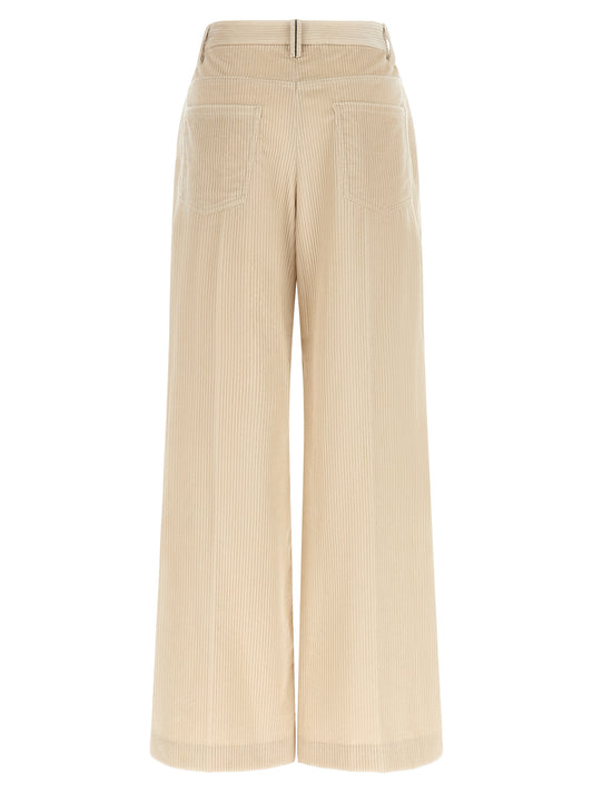 Beige Cotton Casual Pants