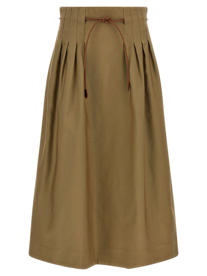 Bicolor Cotton Midi Skirt