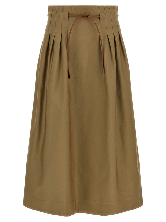Bicolor Cotton Midi Skirt