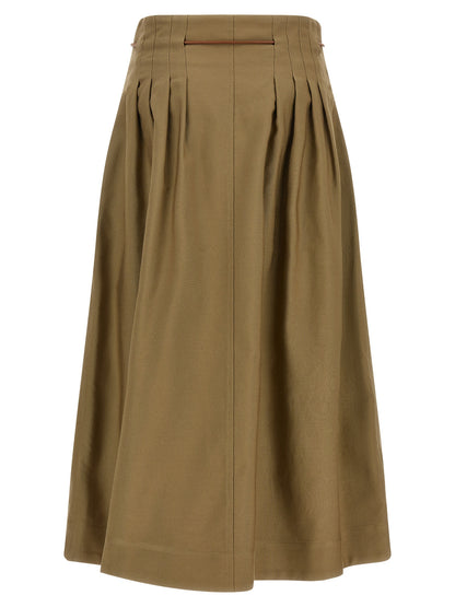 Bicolor Cotton Midi Skirt