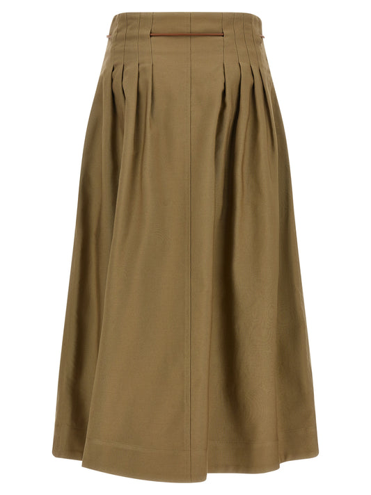 Bicolor Cotton Midi Skirt