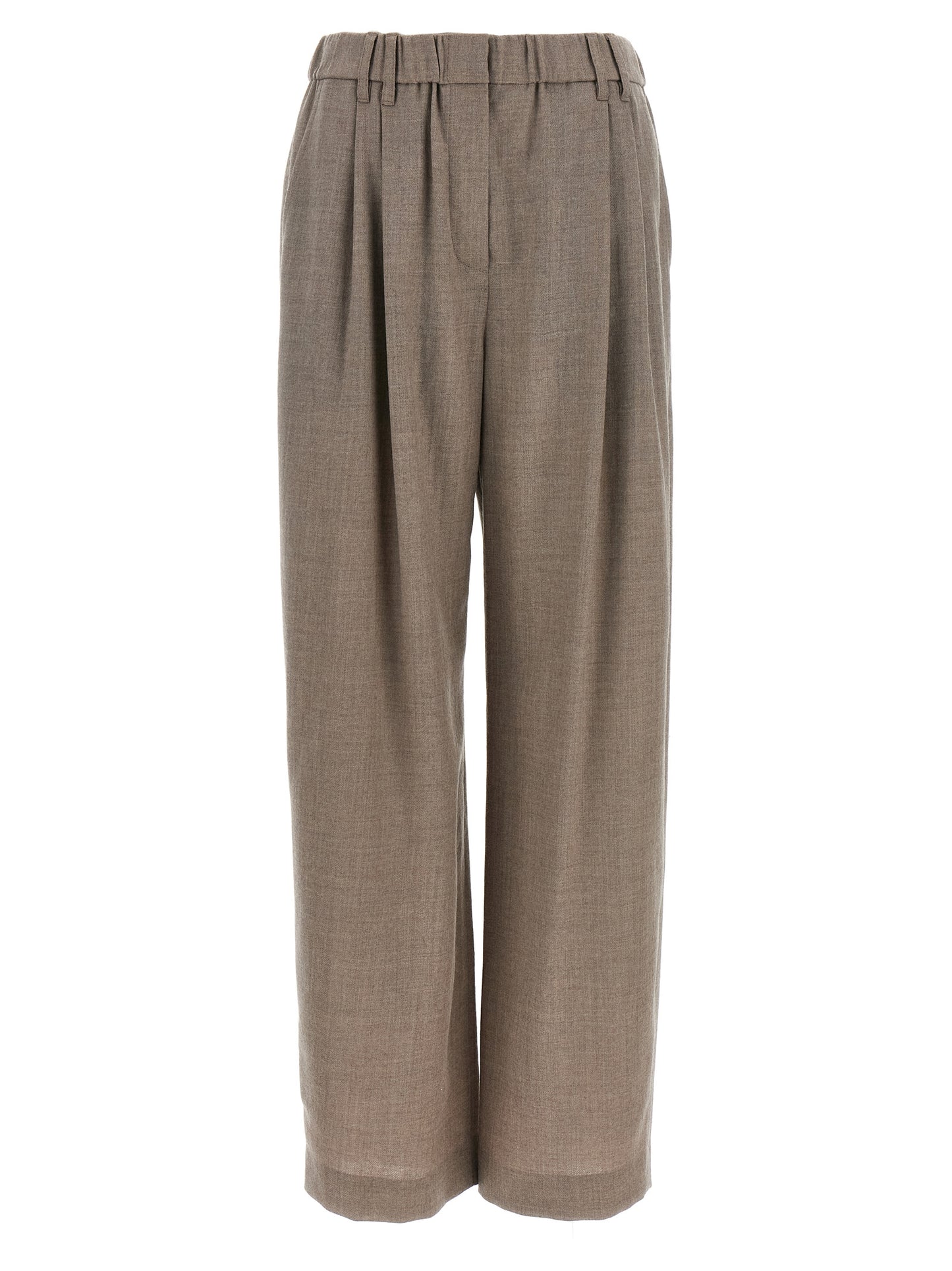White Virgin Wool Casual Pants