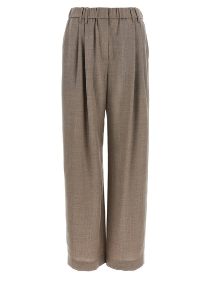 White Virgin Wool Casual Pants