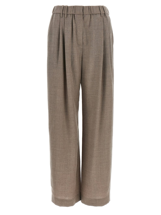 White Virgin Wool Casual Pants