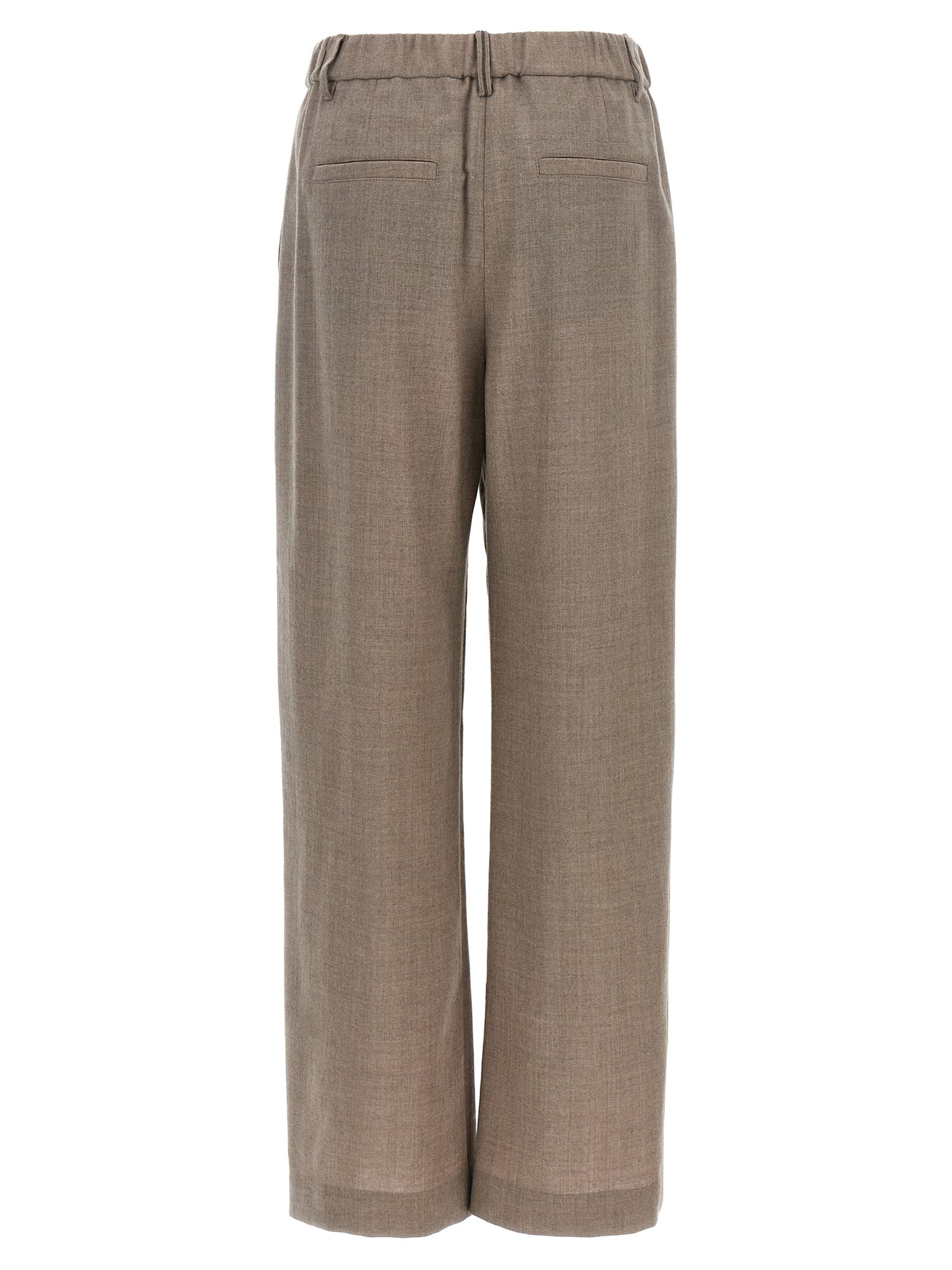 White Virgin Wool Casual Pants