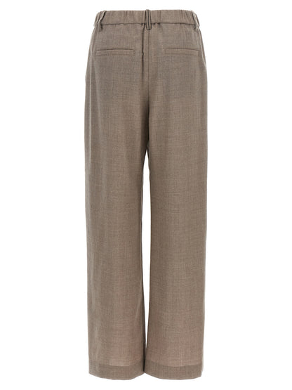 White Virgin Wool Casual Pants