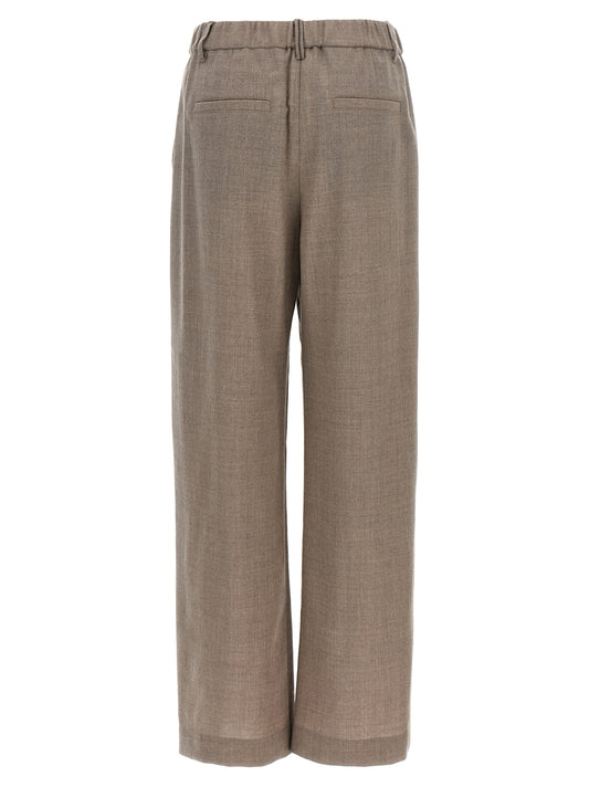 White Virgin Wool Casual Pants