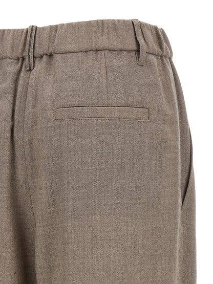 White Virgin Wool Casual Pants