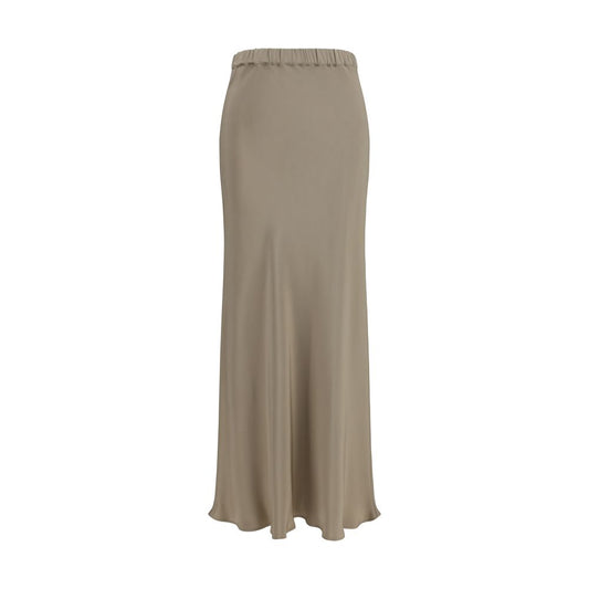 Beige Silk Long Skirt