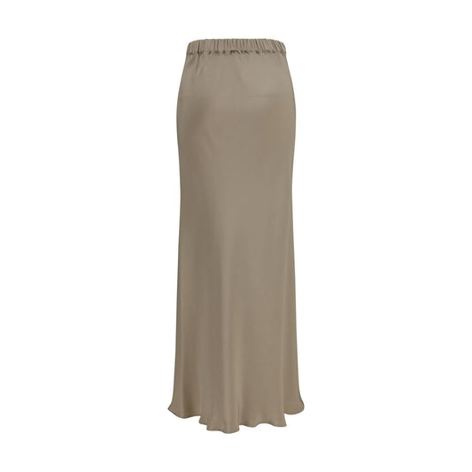 Beige Silk Long Skirt