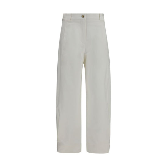 White Cotton Cropped Pants